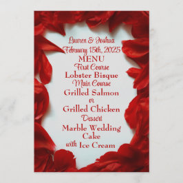 Menu de Casamento de Pétalas Vermelhas Glamorosas