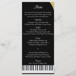 Menu de Casamento de Piano Preto e Dourado