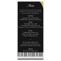 Menu de Casamento de Piano Preto e Dourado