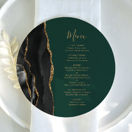 Menu de Casamento de Placa Redonda Verde com Agate