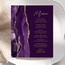 Menu de Casamento de Plum de Script Agate Dourado