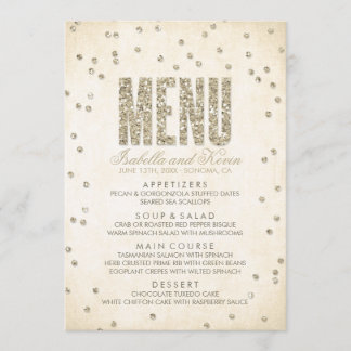 Menu de Casamento de Pontos de Confetti Glitter Do