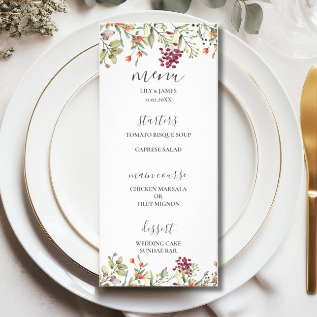 Menu de Casamento de Prados de Flores Selvagens (Criador carregado)