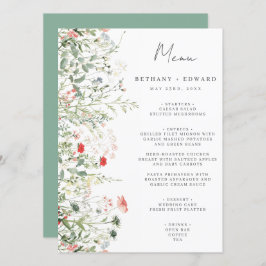 Menu de Casamento de Prados de Flores Selvagens