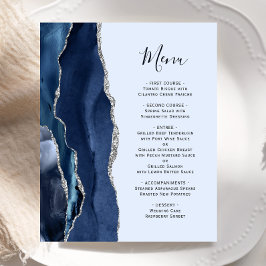 Menu de Casamento de Prata Azul Pálida Marinho Aga