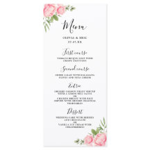 Menu de casamento de primavera / verão com aquarel
