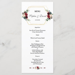 Menu de Casamento de Quadro do Hexágono Dourado Fl