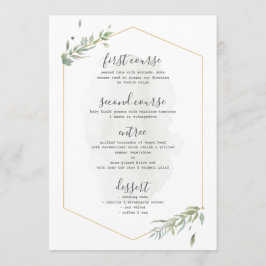 Menu de Casamento de Quadro Dourado da Folhagem Ve