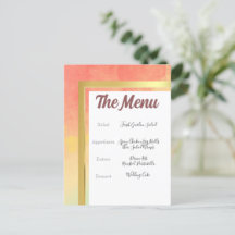 Menu de Casamento de Quadro Dourado do Orgulho Arc