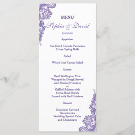 Menu de Casamento de Quadro Dourado Floral do Blus