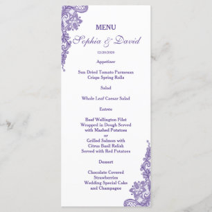 Menu de Casamento de Quadro Dourado Floral do Blus