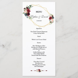 Menu de Casamento de Quadro Dourado Floral Verde V