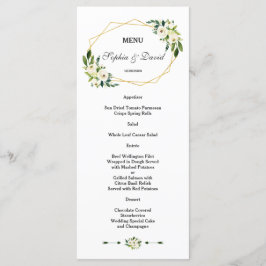 Menu de Casamento de Quadro Dourado Floral Verde V