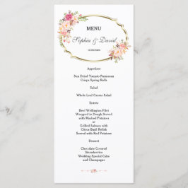 Menu de Casamento de Quadro Dourado Romântico Cor-