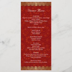 Menu de Casamento de Quadro Indiano de Borda Gilde