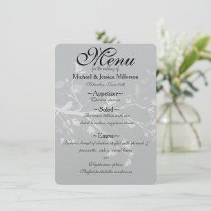 Menu de Casamento de Ramos de Aves da Cinza Branca