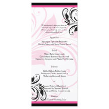 Menu de Casamento de Rolagem Floral Cor-de-Rosa Pr