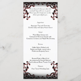 Menu de Casamento de Rolagem Gótica Negra e Vermel
