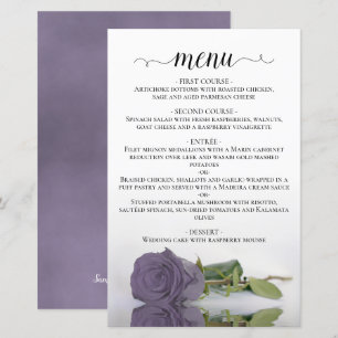 Menu de Casamento de Rosa de Orçamento Roxo Elegan