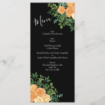 Menu de Casamento de Rosa de Pêssego Negro