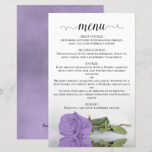 Menu de Casamento de Rosa Roxo Lavanda de de Eleg