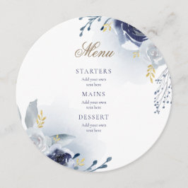 Menu de casamento de rosas azuis