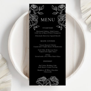 Menu de Casamento de Rosas Franceses Brancos e Pre