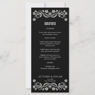 Menu de Casamento de Rosas Góticos