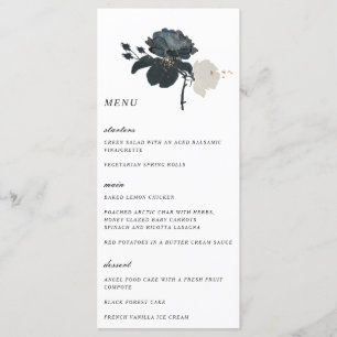 Menu de Casamento de Rosas Negras e Brancas