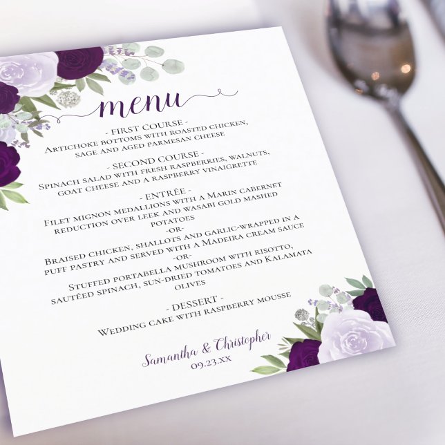 Menu de Casamento de Rosas Roxo com Ameixas e Dust (Criador carregado)