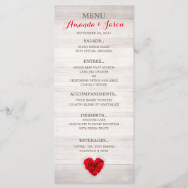 Menu de casamento de Rosas vermelhas em forma de c
