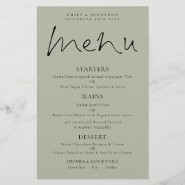 Menu de Casamento de Sage Suave do Script Elegante