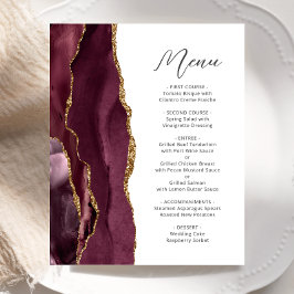 Menu de Casamento de Script Agate Dourado da Borda