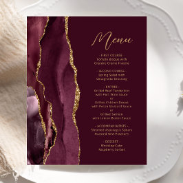 Menu de Casamento de Script Agate Dourado da Borda