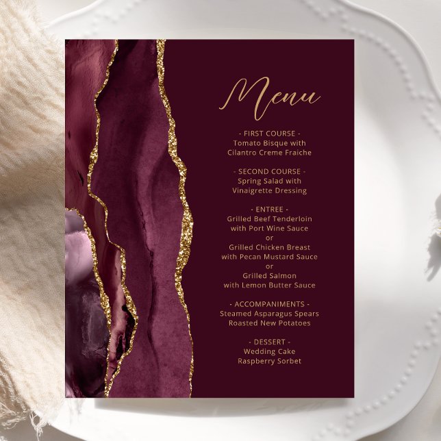 Menu de Casamento de Script Agate Dourado da Borda (Criador carregado)