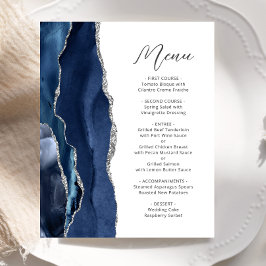 Menu de Casamento de Script de Agata Azul Silver M