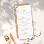Menu de Casamento de Script de Assinatura Dourada<br><div class="desc">Simples e elegante cartão de menu de casamento com script de assinatura dourada com nomes de estilo de assinatura,  este cartão de menu na moda pode ser personalizado com seus detalhes em letras douradas modernas. Projetado por Thisnotme©</div>