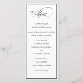 Menu de Casamento de Script de Caligrafia Elegante