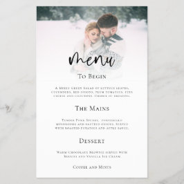 Menu de Casamento de Script de Foto Minimalista do