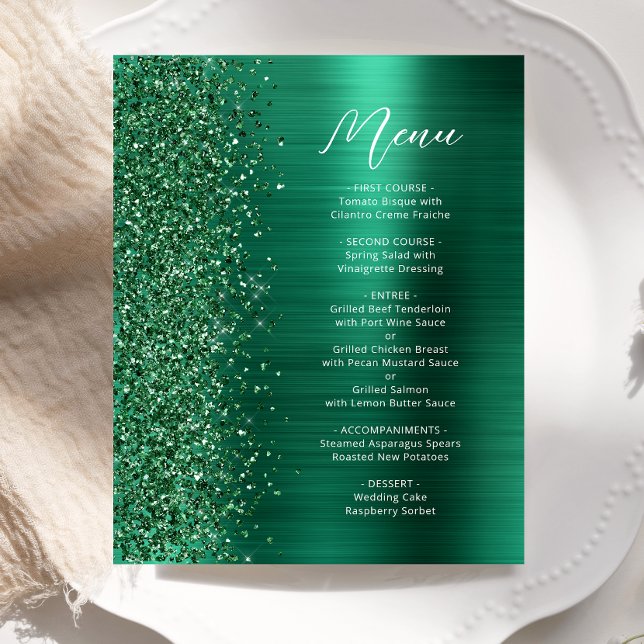 Menu de Casamento de Script de Letra Verde com Gla (Criador carregado)