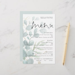 Menu de Casamento de Script Elegante Eucalyptus El