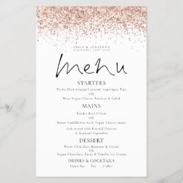 Menu de Casamento de Script Glitter Dourado Rosa d