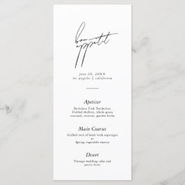 Menu de Casamento de Script Minimalista Moderno