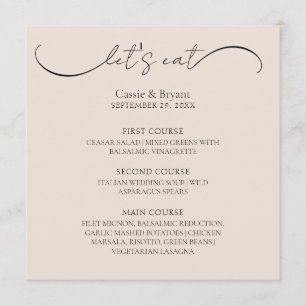 Menu de Casamento de Script Moderno Clássico Único