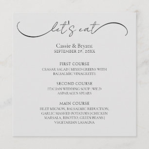 Menu de Casamento de Script Moderno da Cinza Cláss