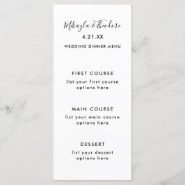 Menu de Casamento de Script Moderno de Padrão Pret
