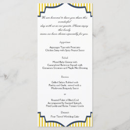 Menu de Casamento de Stripe Amarelo Azul Moderno