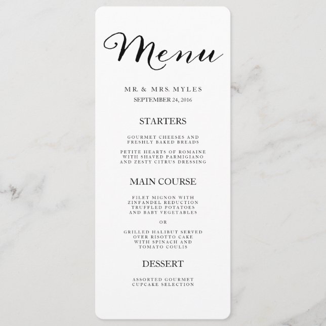 Menu de Casamento de Stripes Negras Elegantes (Frente)