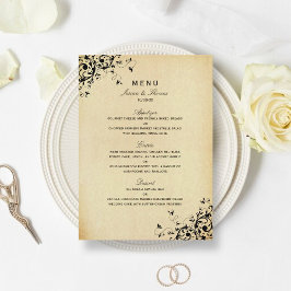 Menu de Casamento de Suportes Antigos Elegantes