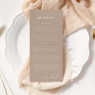 Menu de Casamento de Taupe de Script Elegante Mode